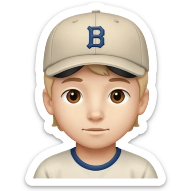 boy wear  backwards baseball cap sticker