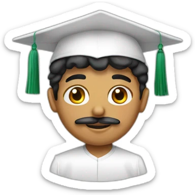 Arabic boy with curl and mustache graduation cap sticker