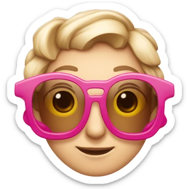 Osa cara enojada, moño rosa en la oreja, con lentes cuadrados sticker