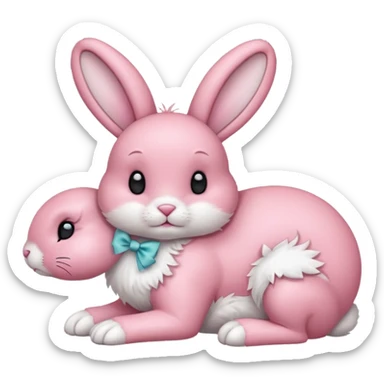 Pink bunny laying down with white bow on the side of her head sticker