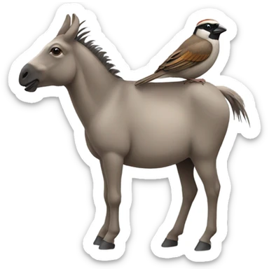 Sparrow and donkey sticker