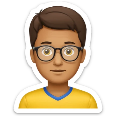 a glasses man with yellow jersey sticker