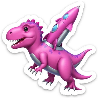 pink Dinosaurs with Rocket sticker