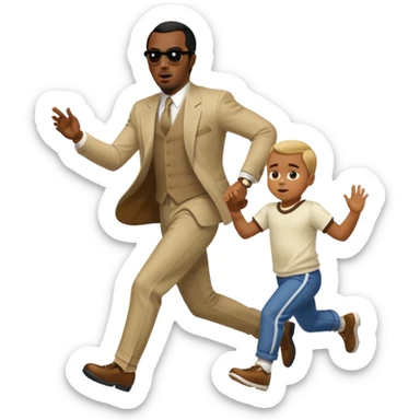 pdiddy chasing a kid sticker