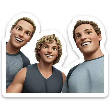 smiling boys in nature sticker