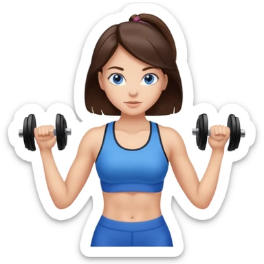 brunette hair blue eyes gym girl working out sticker
