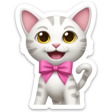 cat with a pink bow dancing sticker
