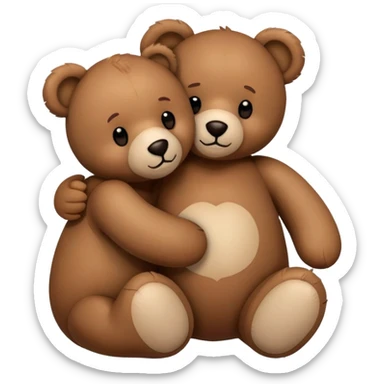 Teddy hugging another teddy sticker