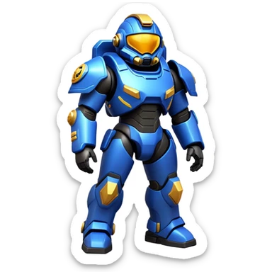 Clash of Clans aesthetic: Cinematic Playful Terran Marine Hero Emoji, rendered in a 3D vector-style similar to standard emojis with minimal shading and bold, simplified shapes. A compact, heroic isometric figure clad in futuristic power armor with signature energy accents, softly glowing with a cosmic battle charm. Simplified yet unmistakably iconic, highly detailed and consistent, glowing with a soft radiant shine and high gloss. Stylized with a touch of interstellar valor and a soft glowing outline, capturing the essence of an elite space warrior with a friendly, playful manner! sticker