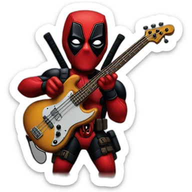 deadpool playing bass guitar sticker