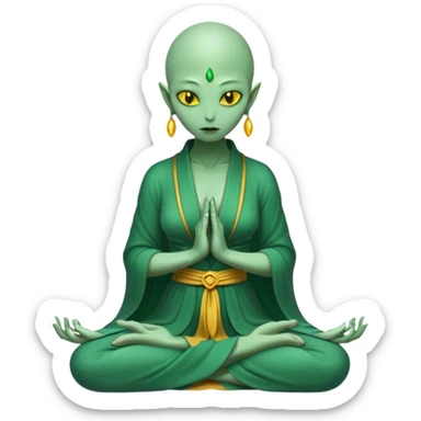 a Reptilian alien woman,in meditation sticker