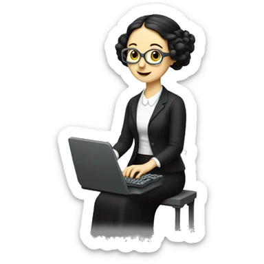 Ada Lovelace typing on a computer NO GLASSES sticker