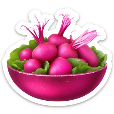 Hot pink salad with pink vegetables with glitter  sticker