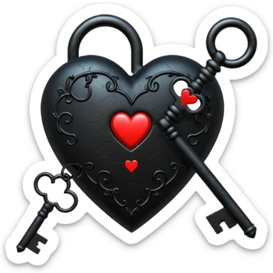 goth heart with a gothic heart key sticker