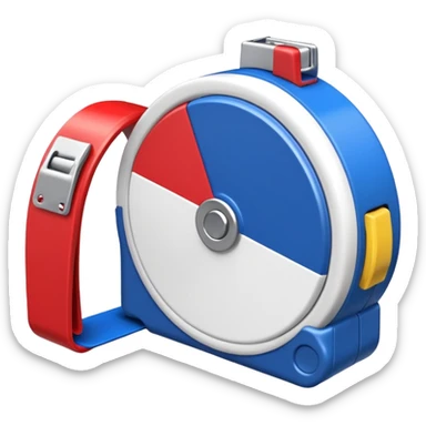 Create my a cartoon/realistic tape measure thats red white and blue. Do not include any yellow. sticker