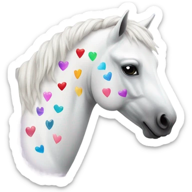 a white horse with hearts  sticker
