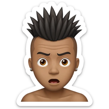 Black male with mohawk with a surprised look sticker