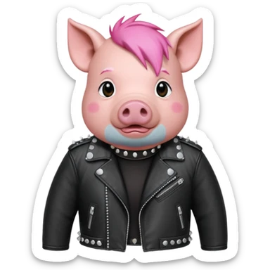 pink haired metalhead pig sticker