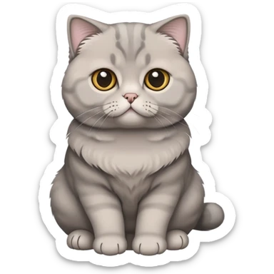 Grey Scottish fold cat with folded ears sticker