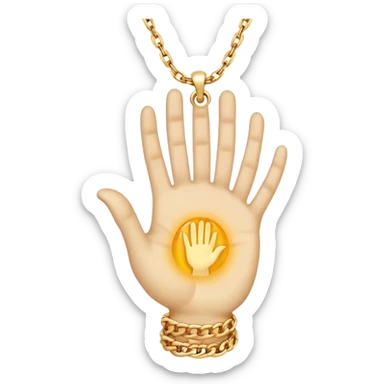 emojis for pendants with chains generally jewelry that is purposeful -- ethereal glowing hand with symbolic palm lines-- 5 fingers reading palm 
 sticker