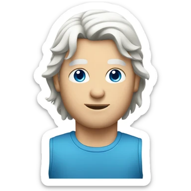 A white man with a mullet and blue eyes  sticker