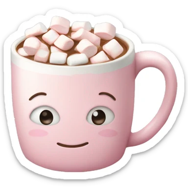 Light Pink mug of hot chocolate with marshmallows  sticker