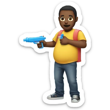 Pregnant man with a water gun sticker