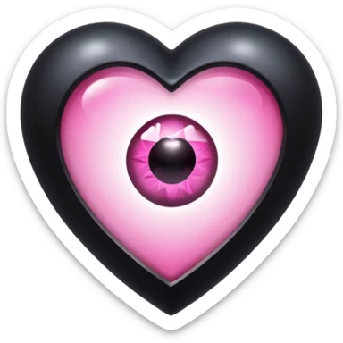A black heart Gem with a pink eye in the center sticker
