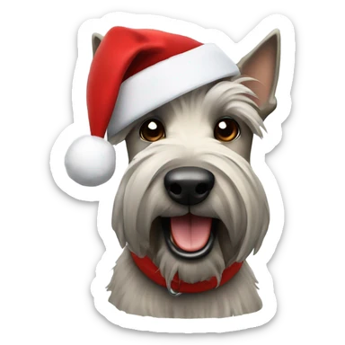 Scottish terrier dog with a santa hat  sticker