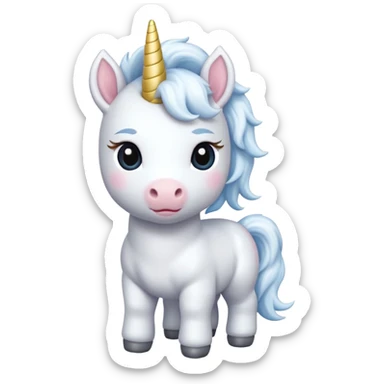 baby white unicorn, chibi full body sticker
