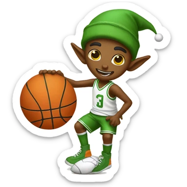 Elf playing basketball sticker
