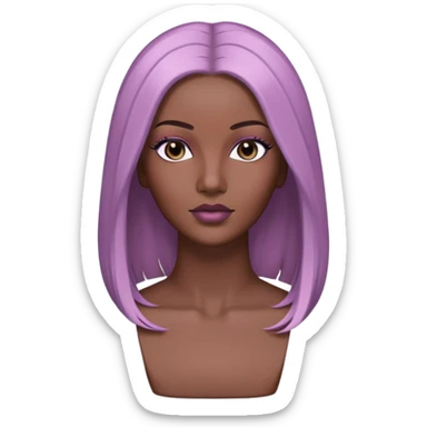 1. “Bust Down Wig Baddie” Emoji Icon  A dark-skinned faceless baddie mannequin wearing a sleek, middle-part bust down wig with laid baby hairs. Soft glam shine, mauve background, LayLab logo detail. sticker