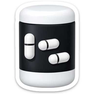 Minimalistic futuristic white&black pills pack emoji, black and white, flat vector design, high-tech clean UI icon sticker