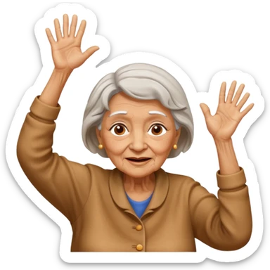 Old lady hands up raise the roof dancing  sticker