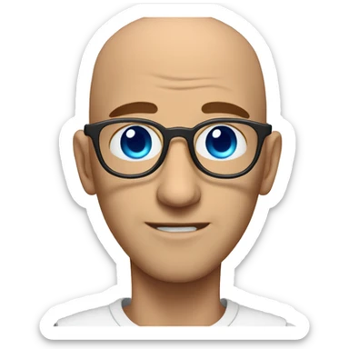 a bald man with blue eyes wearing glasses as naturo character sticker