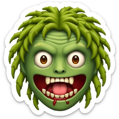 Faça um zumbi estilo emojis de iPhone, de uma moça parda dos cabelos ondulados  sticker