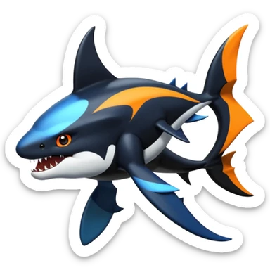 4-legged, digitigrade, clawed, furry finned sharp, cool, badass, edgy Sharpedo-Orca-Houndoom-Garchomp-Nargacuga-Silvally-Vaporeon-fusion-hybrid-creature, full body sticker