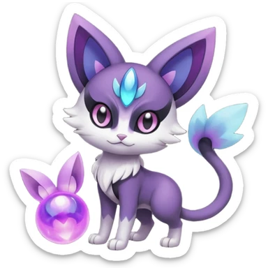 Smooth Edgy Cool Dark Dusky Gloomy Meloetta-Purrloin-Gatomon-Trico-Pokémon-Fakémon-fusion-hybrid-creature sticker