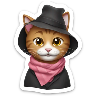Cat with rosè scraf  sticker