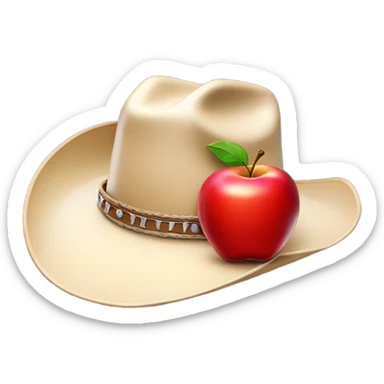 cowboy hat with an appl sticker
