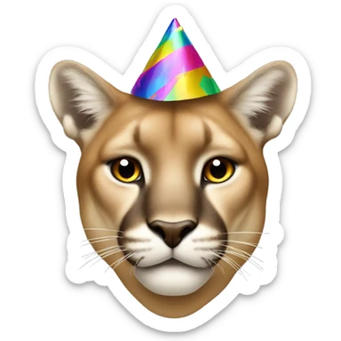 Cougar with party hat  sticker