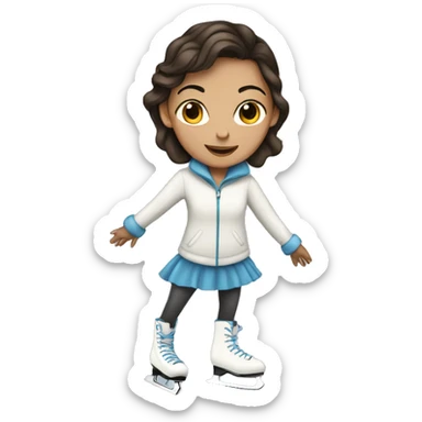 brunette Girl ice skating  sticker