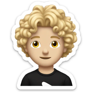 white boy with blonde curly hair wearing a playboy carti t-shirt sticker