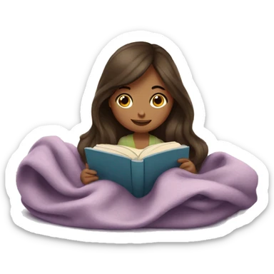 Brunette girl reading book under a blanket sticker