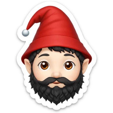 Gnomo con capelli ricci corti neri  occhi marroni e cappello a punta sticker