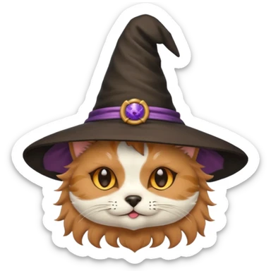 cat/dog combined with cute witch hat sticker
