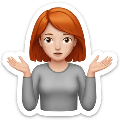 girl shrugging with 6 over one hand and 7 over the other hand sticker