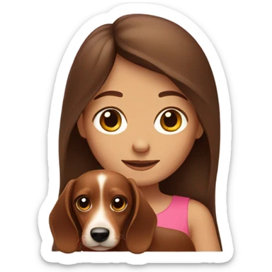 Brown hair girl with daschund  sticker