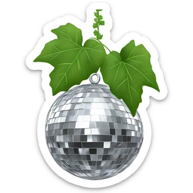 DISCO BALL WITH IVY LEAVES HANGING silver sticker