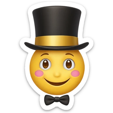 A yellow emoji with a top hat on sticker